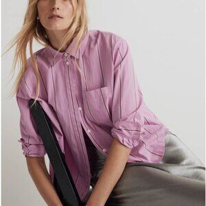 Madewell Stripe Poplin Oversize Boyfriend Shirt XXS